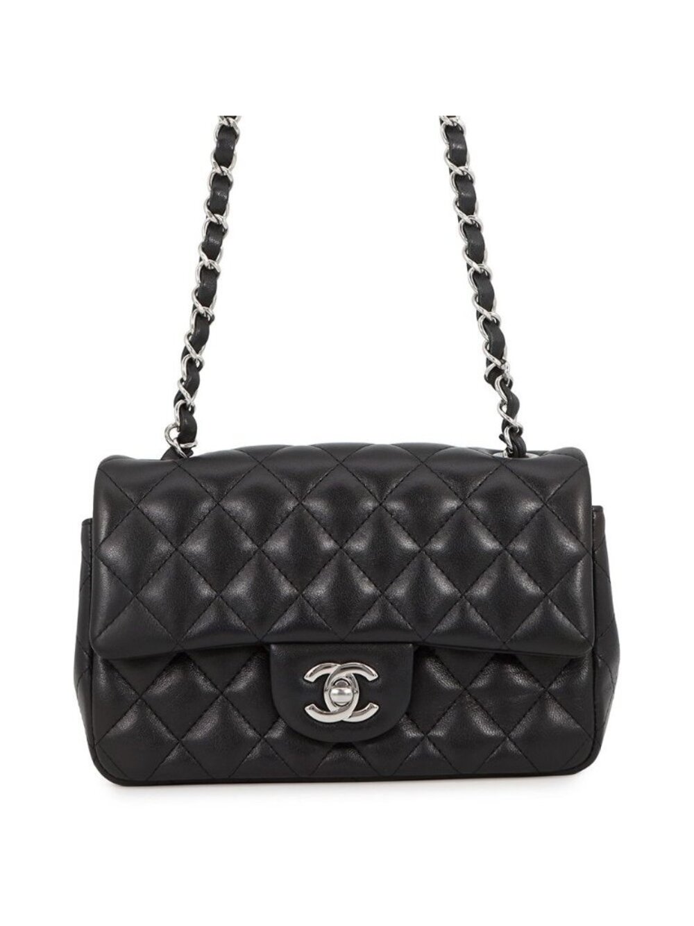 Chanel Chain Shoulder Bag Mini Quilted 20 CC Logo Lambskin Black